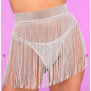 WHITE BEJEWELED COVER UP SKIRT